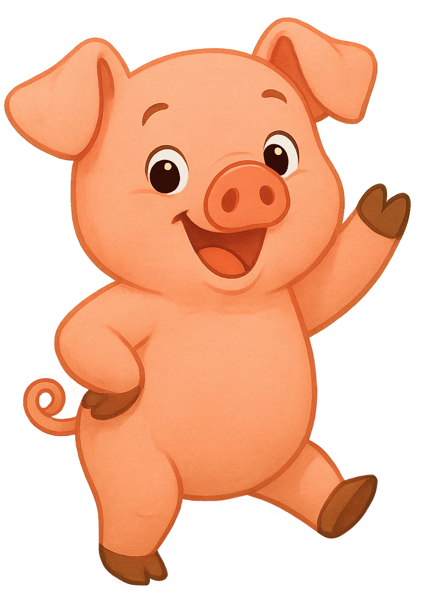 A friendly waving pig